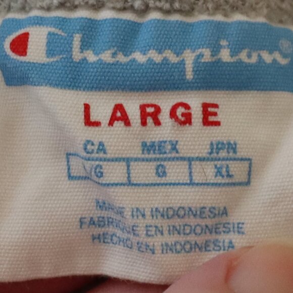 Champion Script Logo Wrap Around T-Shirt Heather Grey Short Sleeve Size Large - Picture 2 of 11